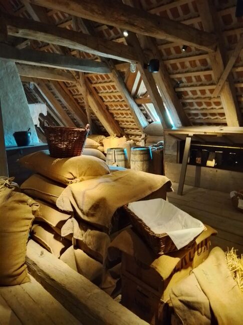 The Manor house attics could be used for storing sacks of grains or coffee beans. Photo: Gammel Estrup